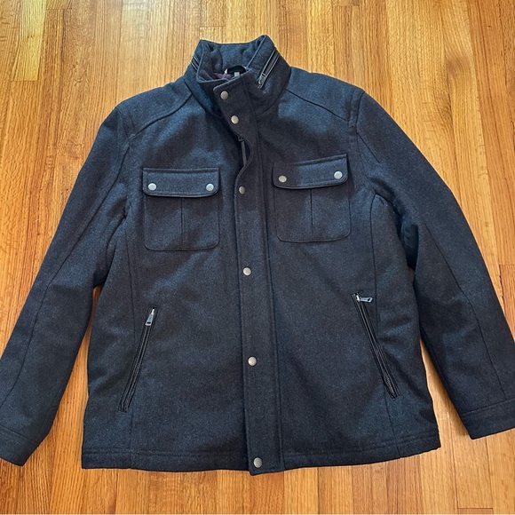 Cole Haan Signature Men's Wool Melton Stand Collar Jacket with Patch Pockets XL - Picture 2 of 14